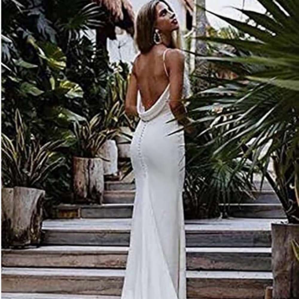 Classy Satin Mermaid Wedding Dress - White